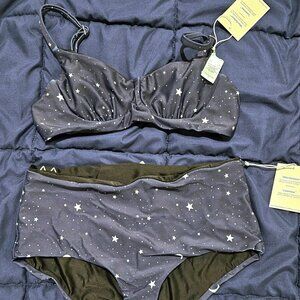 Reversable High Waisted Night Sky Galaxy Pattern Bikini NWT Sz XL